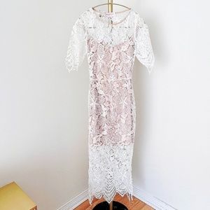 Beautiful white lace dress for party wedding, engagement, date, prom